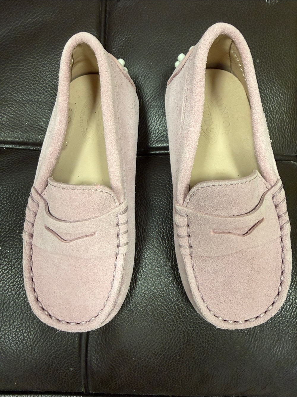 Tod’s kids Pink Suede Penny Loafers